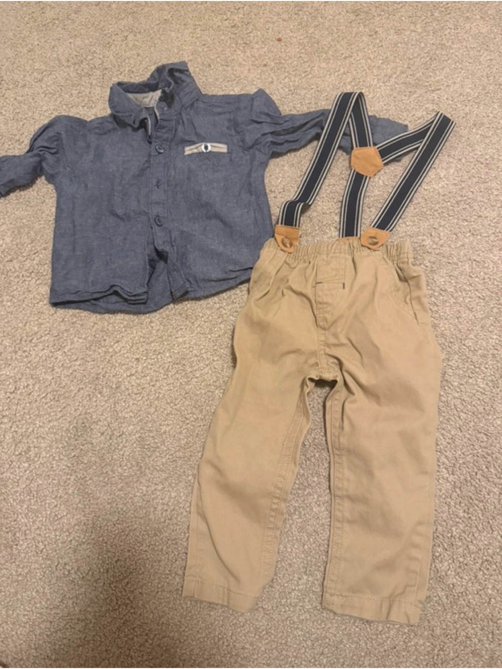 12 months 2-Piece Button-Down & Suspender Pants Set